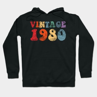 Vintage 1980 Retro Distressed Style Birthday Gift 40th Bday Hoodie